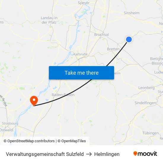 Verwaltungsgemeinschaft Sulzfeld to Helmlingen map