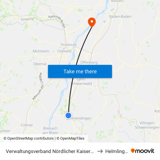 Verwaltungsverband Nördlicher Kaiserstuhl to Helmlingen map