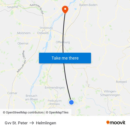 Gvv St. Peter to Helmlingen map