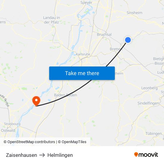 Zaisenhausen to Helmlingen map