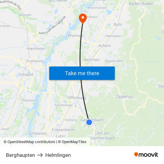 Berghaupten to Helmlingen map