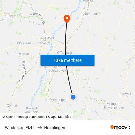 Winden Im Elztal to Helmlingen map