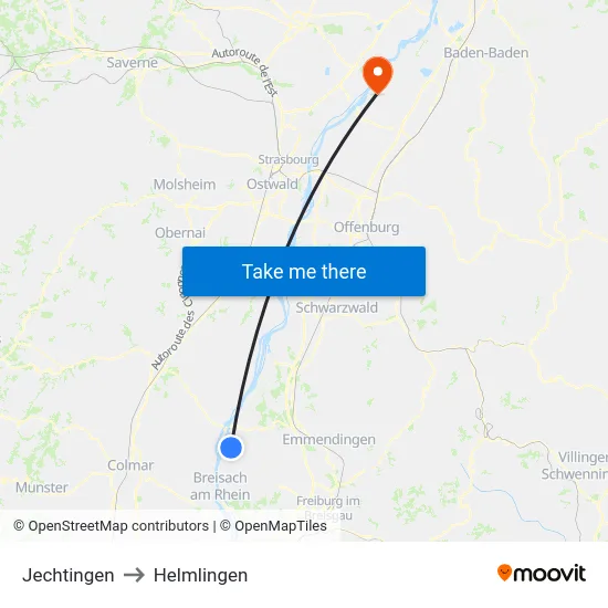 Jechtingen to Helmlingen map