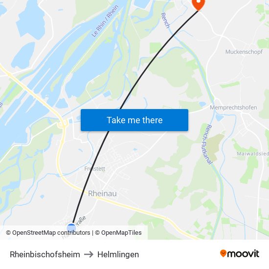 Rheinbischofsheim to Helmlingen map