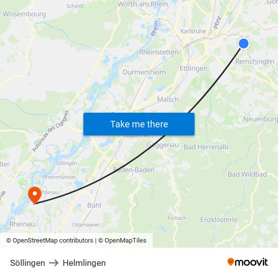 Söllingen to Helmlingen map