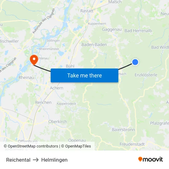 Reichental to Helmlingen map