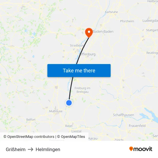 Grißheim to Helmlingen map