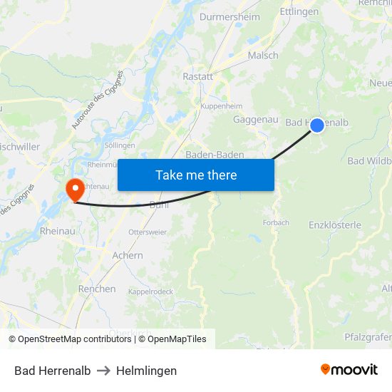 Bad Herrenalb to Helmlingen map