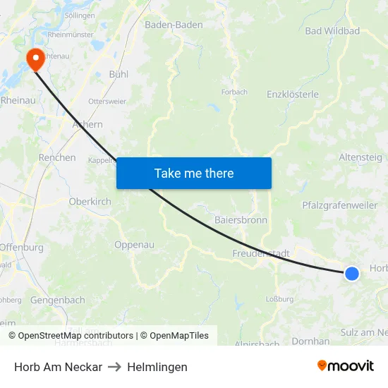 Horb Am Neckar to Helmlingen map