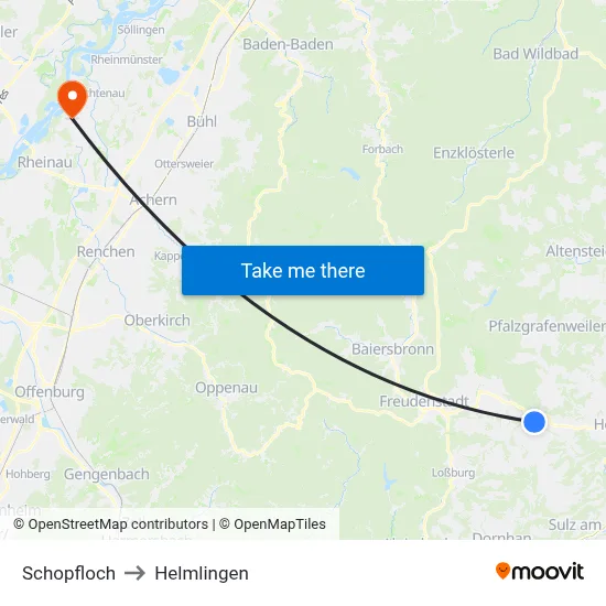 Schopfloch to Helmlingen map