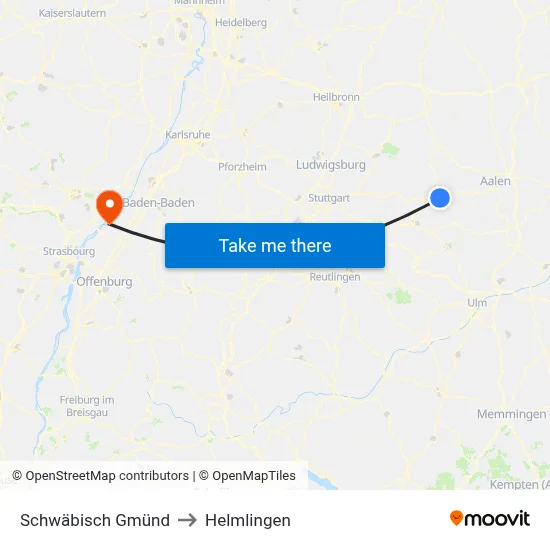 Schwäbisch Gmünd to Helmlingen map