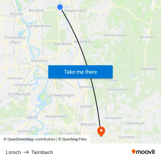 Lorsch to Tairnbach map