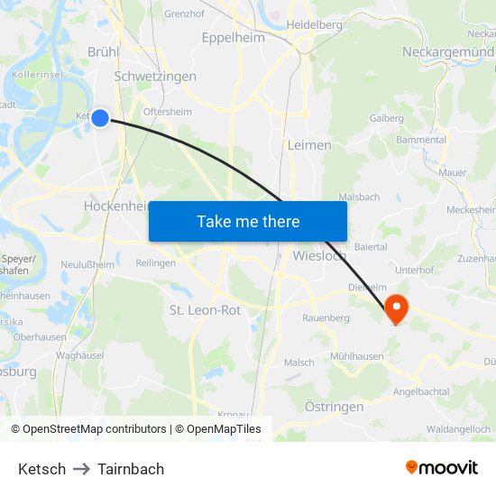 Ketsch to Tairnbach map