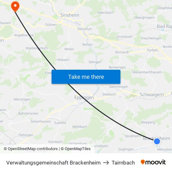 Verwaltungsgemeinschaft Brackenheim to Tairnbach map