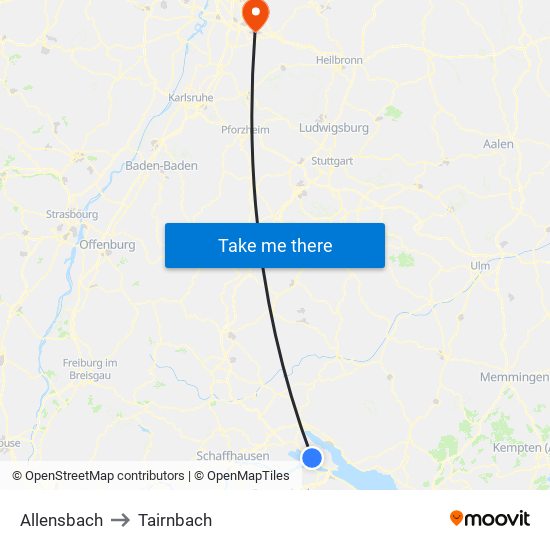 Allensbach to Tairnbach map