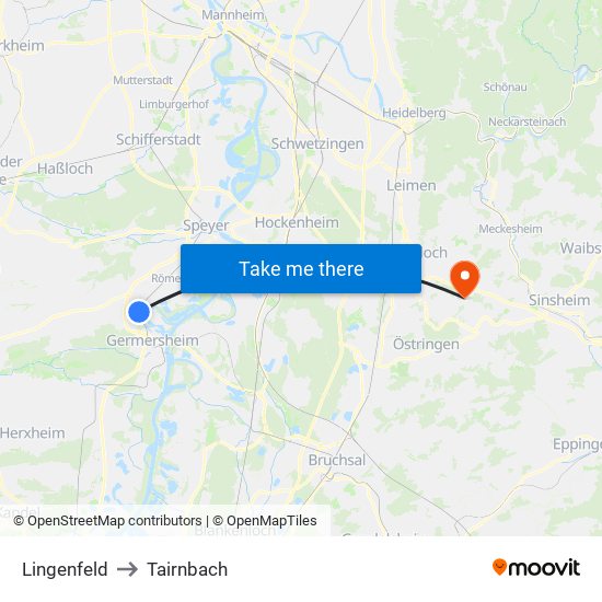 Lingenfeld to Tairnbach map