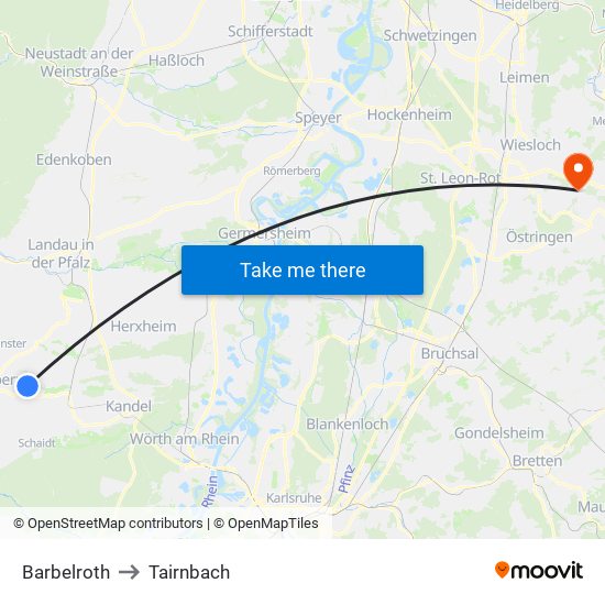 Barbelroth to Tairnbach map