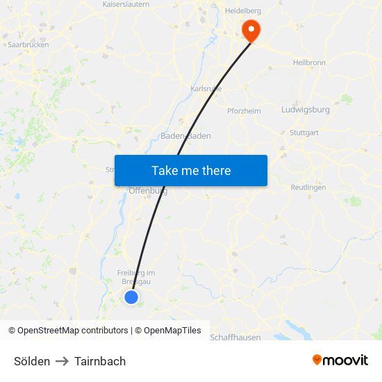 Sölden to Tairnbach map