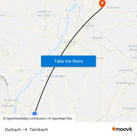 Durbach to Tairnbach map