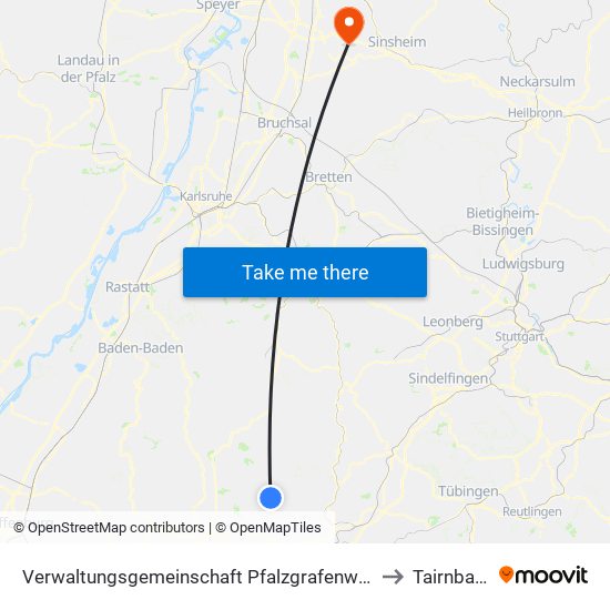 Verwaltungsgemeinschaft Pfalzgrafenweiler to Tairnbach map