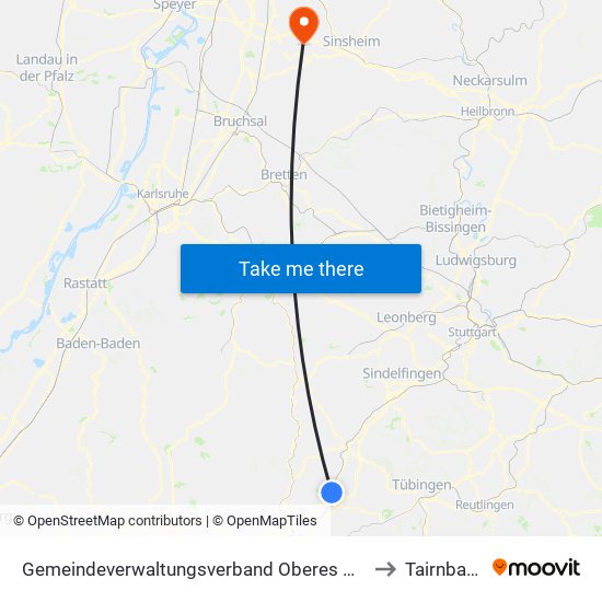 Gemeindeverwaltungsverband Oberes Gäu to Tairnbach map