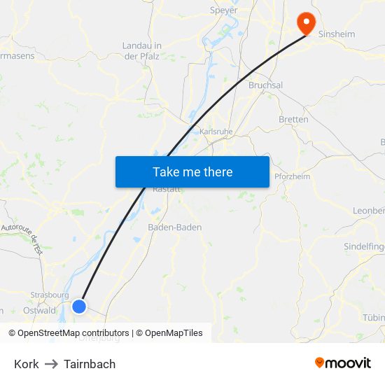 Kork to Tairnbach map