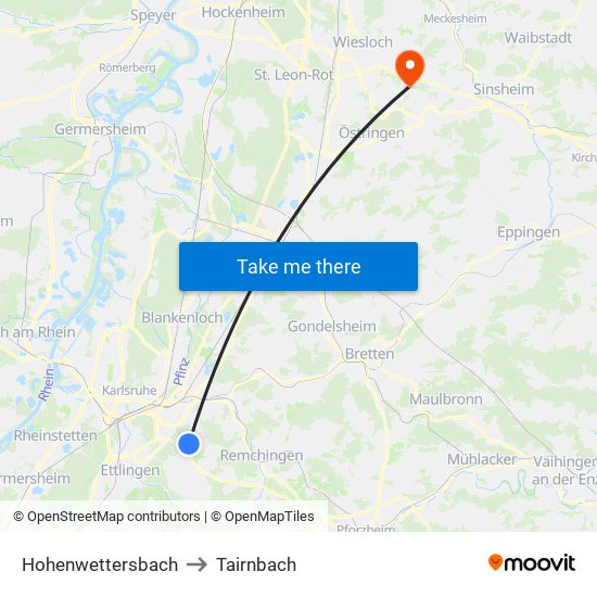 Hohenwettersbach to Tairnbach map