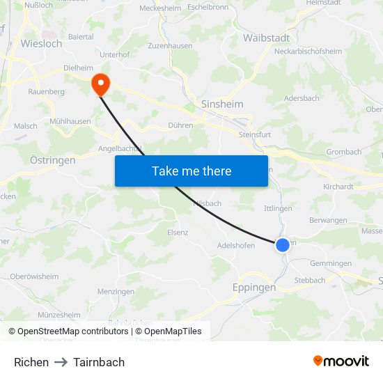Richen to Tairnbach map