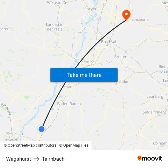 Wagshurst to Tairnbach map