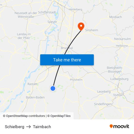 Schielberg to Tairnbach map