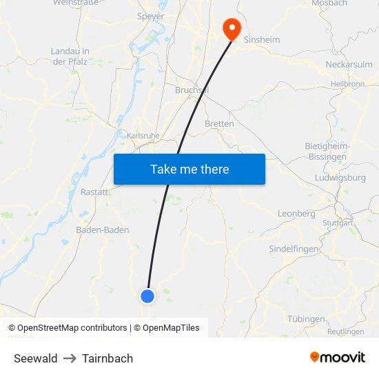 Seewald to Tairnbach map