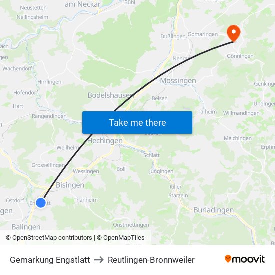 Gemarkung Engstlatt to Reutlingen-Bronnweiler map