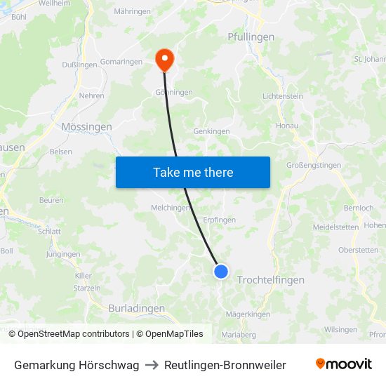 Gemarkung Hörschwag to Reutlingen-Bronnweiler map