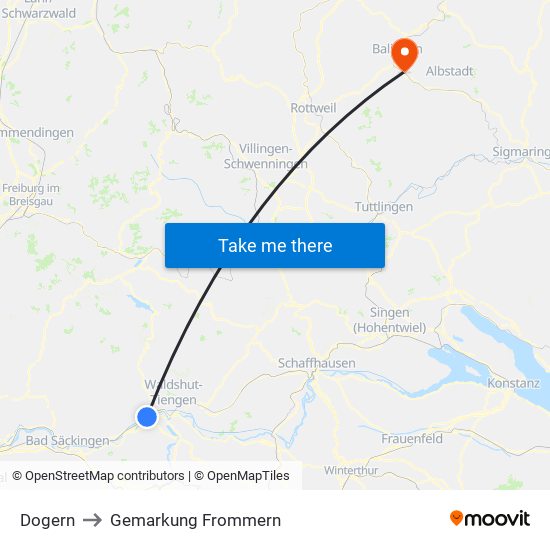 Dogern to Gemarkung Frommern map