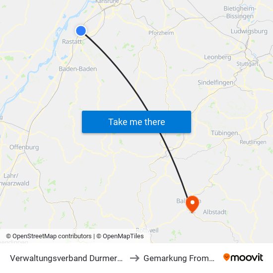 Verwaltungsverband Durmersheim to Gemarkung Frommern map