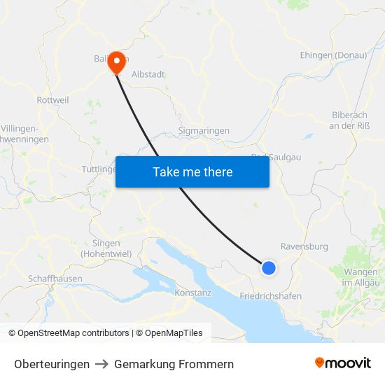 Oberteuringen to Gemarkung Frommern map