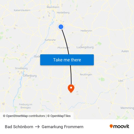 Bad Schönborn to Gemarkung Frommern map