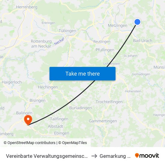 Vereinbarte Verwaltungsgemeinschaft Der Stadt Neuffen to Gemarkung Frommern map