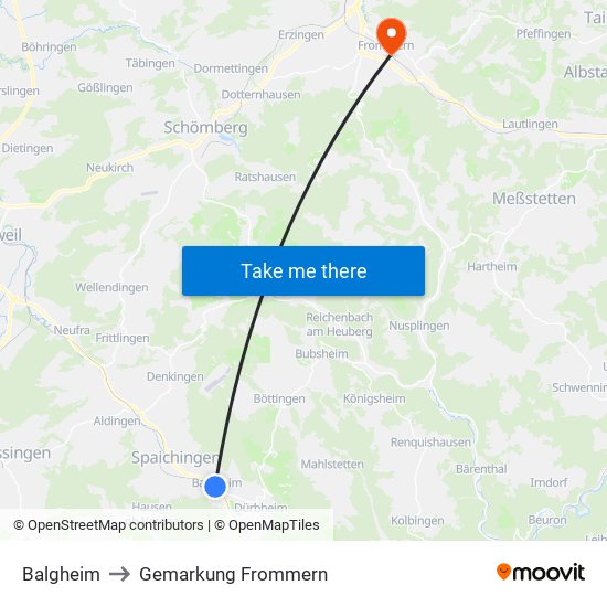 Balgheim to Gemarkung Frommern map