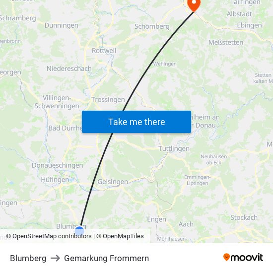 Blumberg to Gemarkung Frommern map