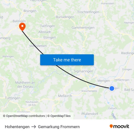 Hohentengen to Gemarkung Frommern map