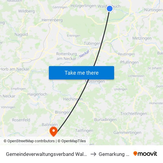 Gemeindeverwaltungsverband Waldenbuch/Steinenbronn to Gemarkung Frommern map