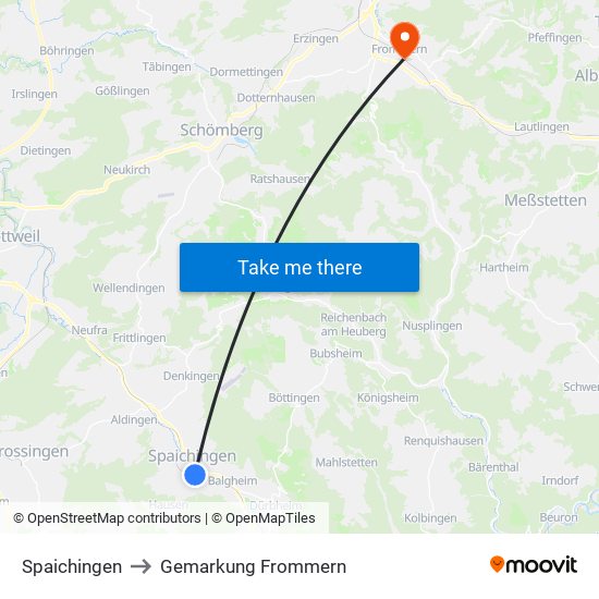 Spaichingen to Gemarkung Frommern map