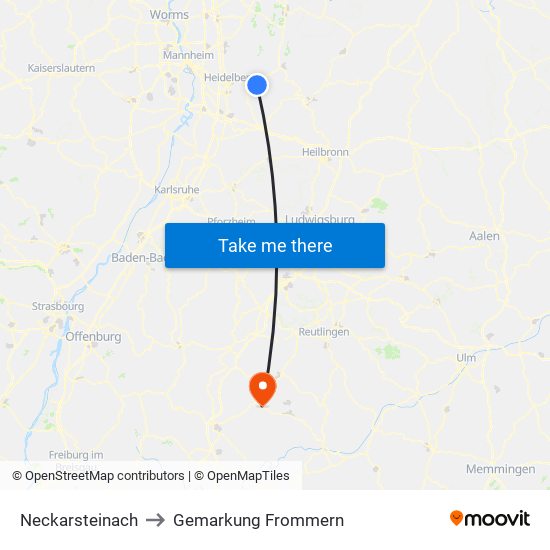 Neckarsteinach to Gemarkung Frommern map