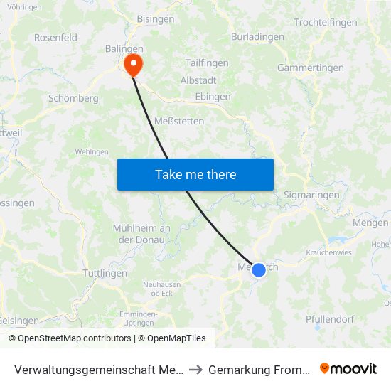 Verwaltungsgemeinschaft Meßkirch to Gemarkung Frommern map