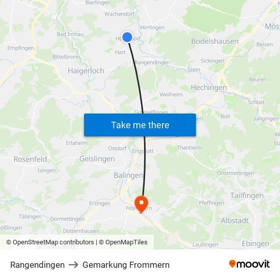 Rangendingen to Gemarkung Frommern map