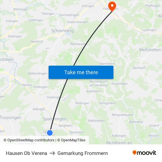 Hausen Ob Verena to Gemarkung Frommern map