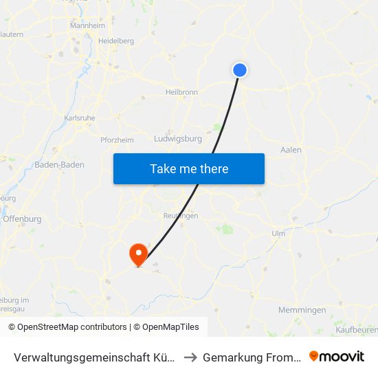 Verwaltungsgemeinschaft Künzelsau to Gemarkung Frommern map