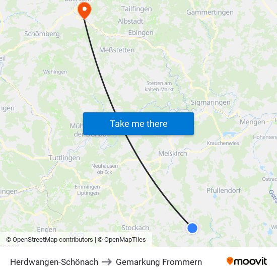Herdwangen-Schönach to Gemarkung Frommern map