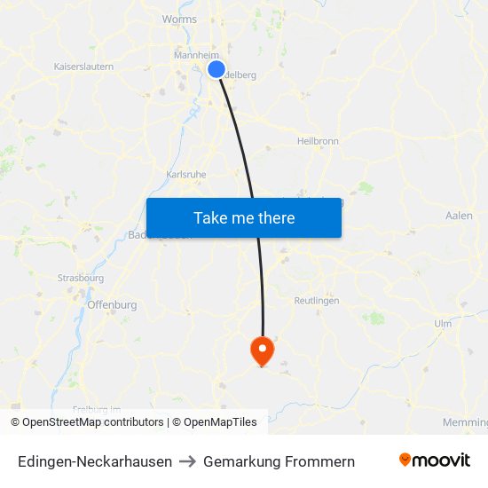 Edingen-Neckarhausen to Gemarkung Frommern map